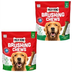 Milk-Bone Original Brushing Chews + Fresh Breath Brushing Chews Daily Dental Large Dog Treats