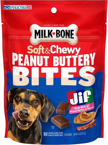 Milk-Bone Peanut Buttery Bites Real Peanut Butter & Bacon Soft & Chewy Dog Treats