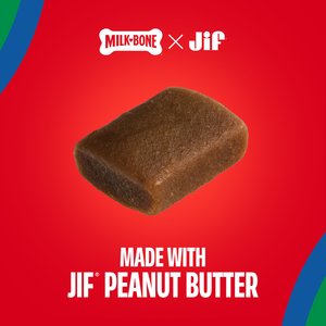 Milk-Bone Peanut Buttery Bites with Jif Peanut Butter Soft & Chewy Dog Treats, 11.8-oz bag