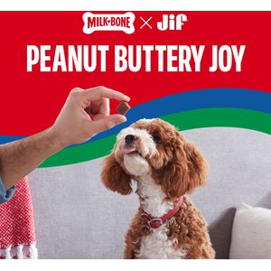 Milk-Bone Peanut Buttery Bites with Jif Peanut Butter Soft & Chewy Dog Treats, 11.8-oz bag
