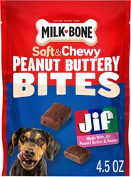 Milk-Bone Peanut Buttery Bites with Real Peanut Butter & Bacon Soft & Chewy Dog Treats, 4.5-oz bag