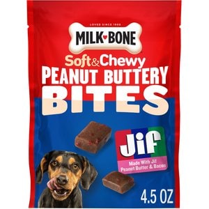 Milk-Bone Peanut Buttery Bites with Real Peanut Butter & Bacon Soft & Chewy Dog Treats, 4.5-oz bag