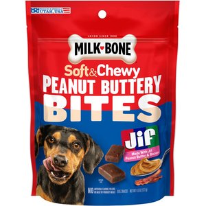 Milk-Bone Peanut Buttery Bites with Real Peanut Butter & Bacon Soft & Chewy Dog Treats, 4.5-oz bag
