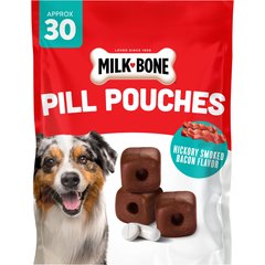 Milk-Bone Pill Pouches Hickory Smoked Bacon Flavor Soft & Chewy Dog Treats, 30 count bag