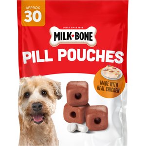 Milk-Bone Pill Pouches Real Chicken Flavor Soft & Chewy Dog Treats, 30 count bag