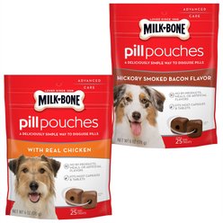 Milk-Bone Pill Pouches with Real Chicken + Hickory Smoked Bacon Flavor Dog Treats