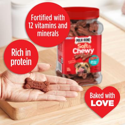 Show full view: Milk-Bone Real Bacon Soft & Chewy Dog Treats, 5.6-oz bag, case of 10 slide 5 of 11