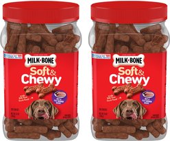 Milk-Bone Soft & Chewy Beef & Filet Mignon Recipe Dog Treats, 25-oz tub, bundle of 2