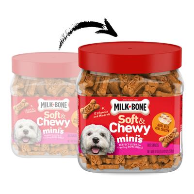 Show full view: Milk-Bone Soft & Chewy Mini’s Made with Real Chicken Dog Treats, 18-oz canister slide 3 of 11