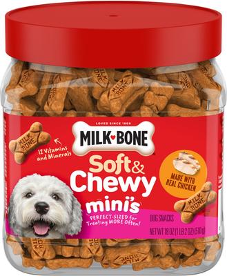 Show full view: Milk-Bone Soft & Chewy Mini’s Made with Real Chicken Dog Treats, 18-oz canister slide 10 of 11