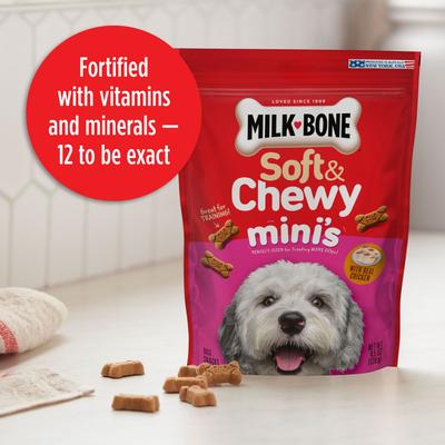 Show full view: Milk-Bone Soft & Chewy Minis Made with Real Chicken Soft & Chewy Dog Treats, 4.8-oz bag slide 6 of 12