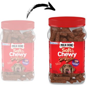 Milk-Bone Soft & Chewy Real Beef & Filet Mignon Dog Treats, 25-oz tub