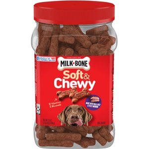 Milk-Bone Soft & Chewy Real Beef & Filet Mignon Dog Treats, 25-oz tub