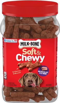 Show full view: Milk-Bone Soft & Chewy Real Beef & Filet Mignon Dog Treats, 25-oz tub slide 10 of 11