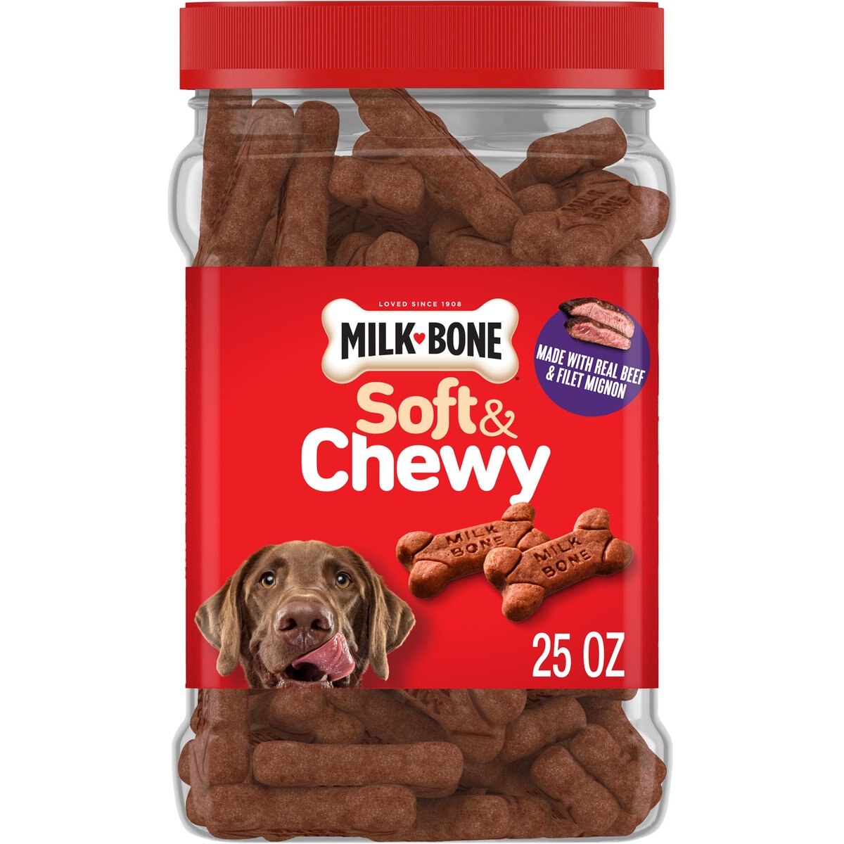 Milk-Bone Soft & Chewy Beef & Filet Mignon Recipe Dog Treats, 25-oz