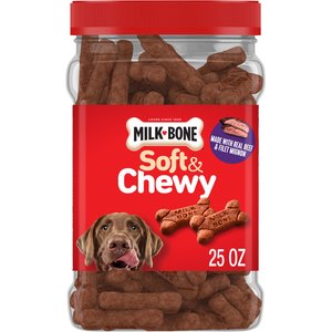 Milk-Bone Soft & Chewy Real Beef & Filet Mignon Dog Treats, 25-oz tub
