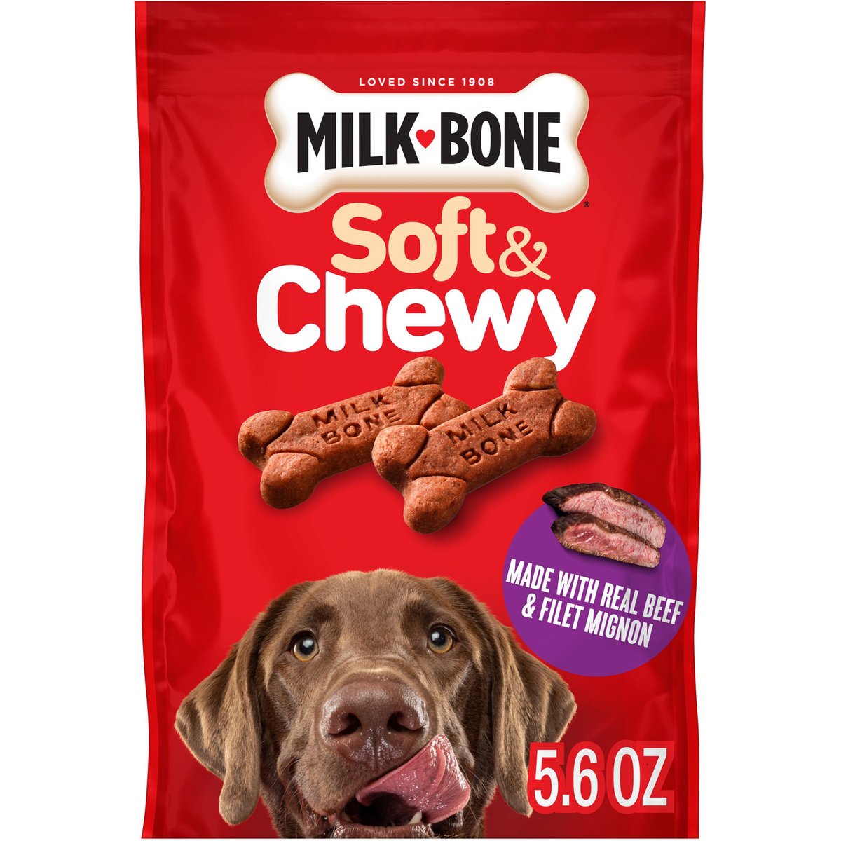 Milk-Bone Soft & Chewy Beef & Filet Mignon Recipe Dog Treats, 5.6-oz