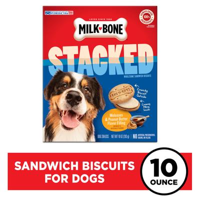 Show full view: Milk-Bone Stacked Biscuits Molasses & Peanut Butter Flavor Dog Treats, 10-oz box slide 3 of 12