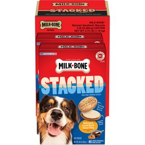 Milk-Bone Stacked Biscuits Molasses & Peanut Butter Flavor Dog Treats, 60-oz bag
