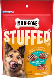 Milk-Bone Stuffed Biscuits with Real Bacon & Beef Dog Treats, 10-oz pouch, case of 5