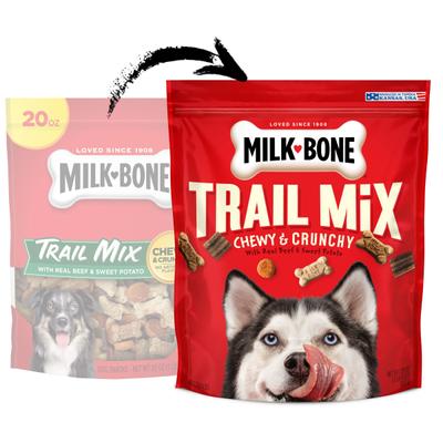 Show full view: Milk-Bone Trail Mix with Real Beef & Sweet Potato Chewy & Crunchy Dog Treats, 40-oz bundle slide 3 of 12