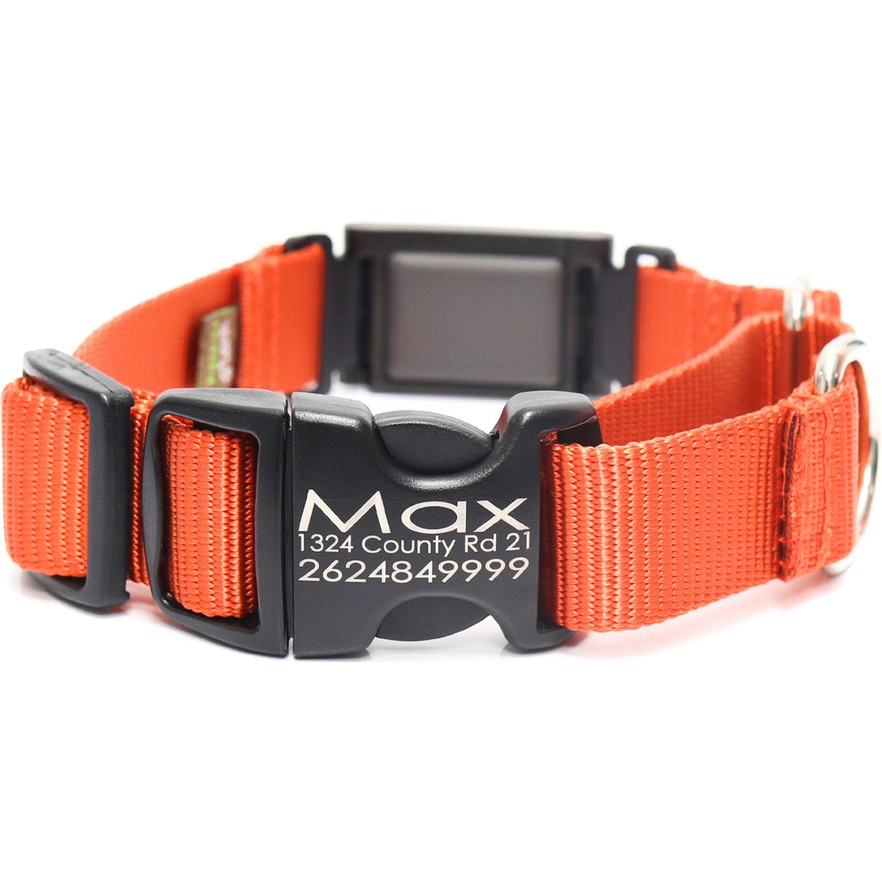 Mimi Green Fi Compatible Nylon Martingale Escape-Proof Dog Collar, pumpkin, X-Large: 22 to 26-in neck, 1-in wide