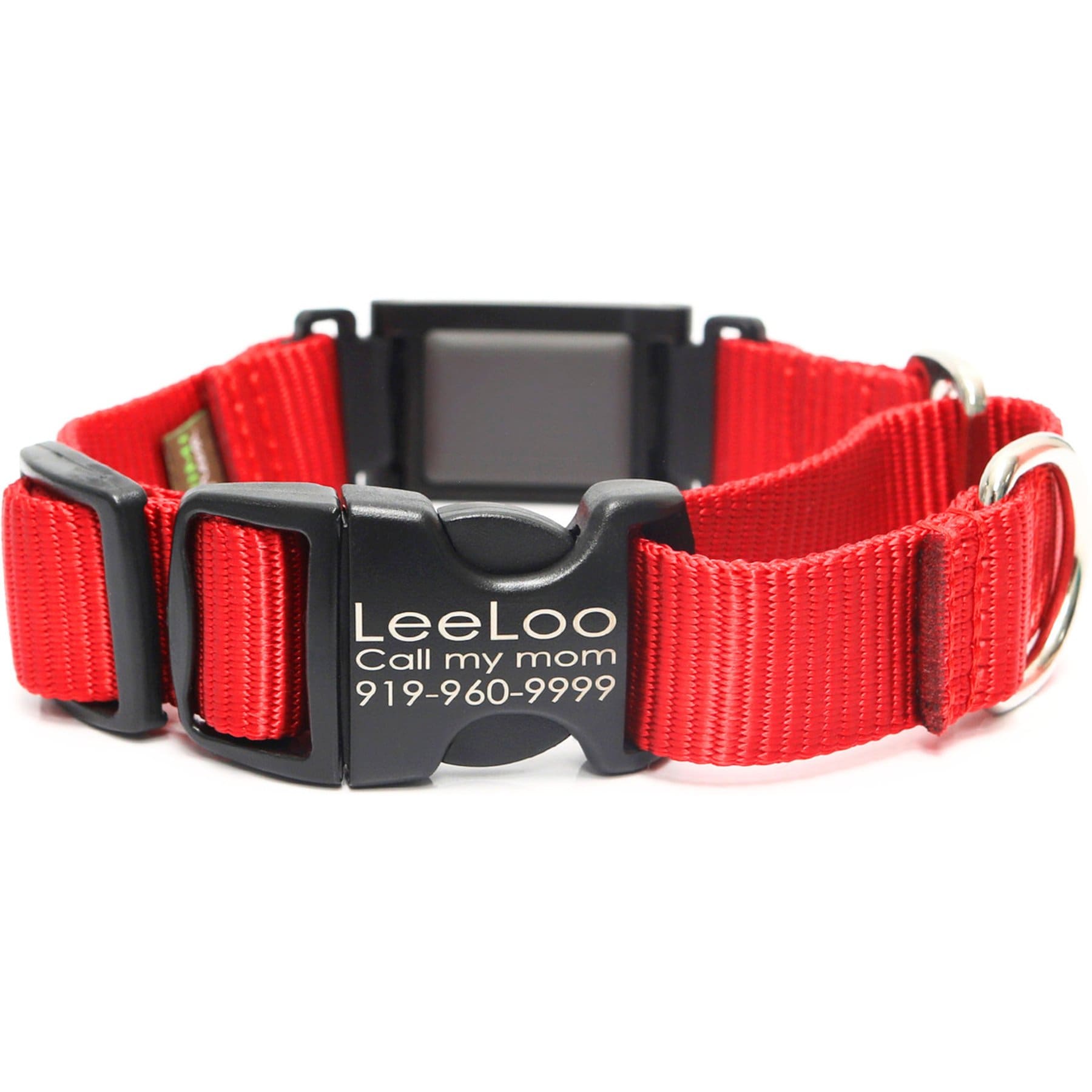 Mimi Green Fi Compatible Nylon Martingale Escape-Proof Dog Collar, Red, Medium: 13-15-in neck, 3/4-in wide