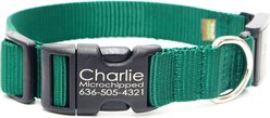 Mimi Green Fi Series 3 Compatible Nylon Personalized Dog Collar, Forest Green, Small