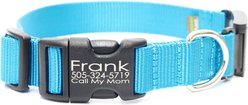 Mimi Green Fi Series 3 Compatible Nylon Personalized Dog Collar, Peacock Blue, Large