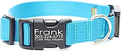 Mimi Green Fi Series 3 Compatible Nylon Personalized Dog Collar, Peacock Blue, Medium