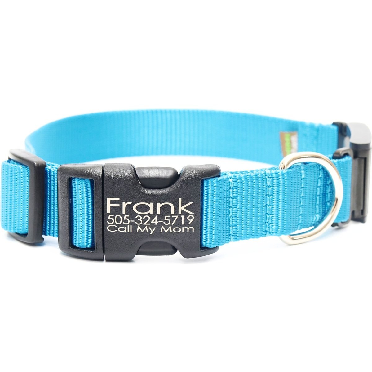 Mimi Green Fi Series 3 Compatible Nylon Personalized Dog Collar, Peacock Blue, Small