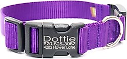 Mimi Green Fi Series 3 Compatible Nylon Personalized Dog Collar, Purple, Medium Long
