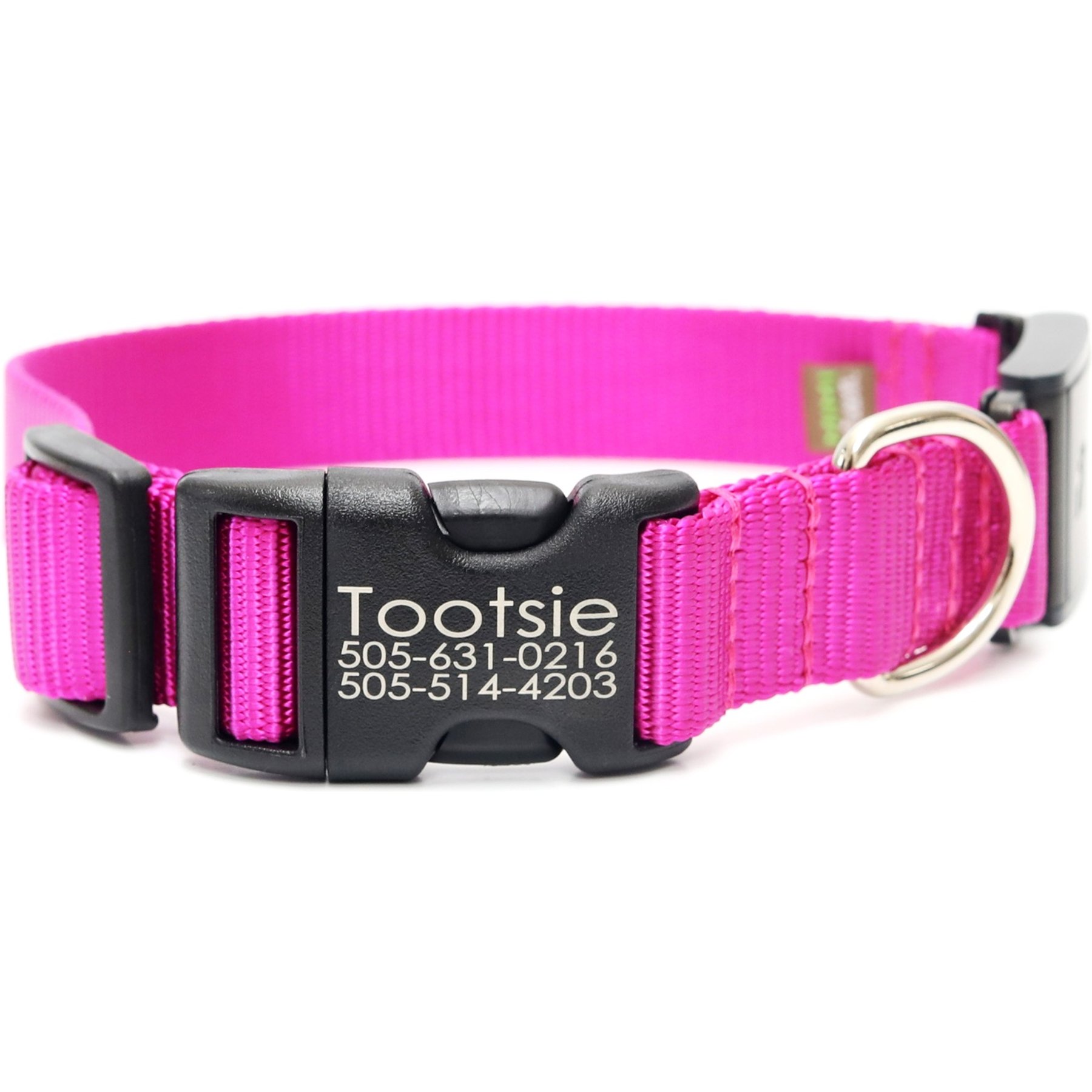 Mimi Green Fi Series 3 Compatible Nylon Personalized Dog Collar, Raspberry, Large