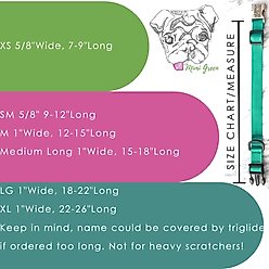 Mimi Green Hand Embroidered Velvet Personalized Dog Collar, Zoe Pink, Medium Long: 15 to 18-in neck, 1-in wide slide 2 of 3