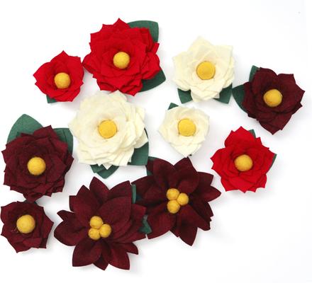 Show full view: Mimi Green Joy Holiday Flower Dog Collar Accessory, Red, Small slide 3 of 5