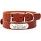 Show in main carousel: Mimi Green Leather with Personalized Name Plate Dog Collar, Chestnut, Medium-Large: 18 to 22-in neck, 1-in wide slide 1 of 7