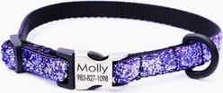 Mimi Green Mermaid Glitter Personalized Standard Toy Dog, Puppy & Cat Collar, Lilac, Small