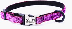 Mimi Green Mermaid Glitter Personalized Standard Toy Dog, Puppy & Cat Collar, Magenta, Small