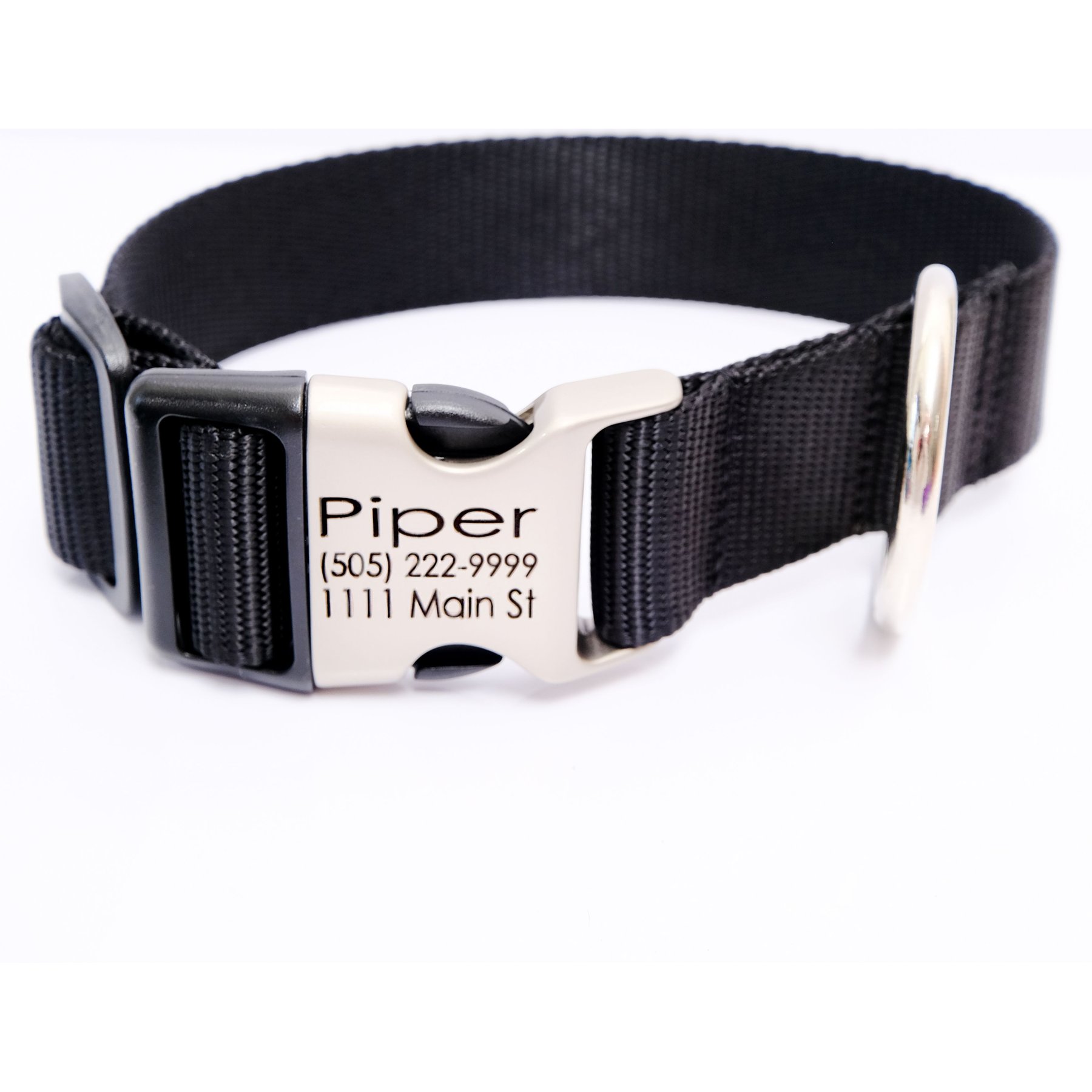 Mimi Green Nylon Personalized Dog Collar + ID Tag, Black, XX-Large: 26 to 30-in neck, 1.5-in wide