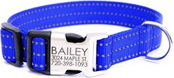Mimi Green Nylon Personalized Reflective Hybrid Buckle Dog Collar, Royal Blue, Large