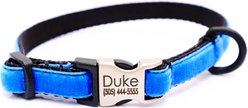 Mimi Green Nylon Velvet Personalized Dog & Cat Collar, Cornflower Blue, Small: 8 to 10-in neck, 3/8-in wide
