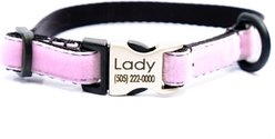 Mimi Green Nylon Velvet Personalized Dog & Cat Collar, Petal Pink, X-Small: 6 to 8-in neck, 3/8-in wide slide 1 of 2