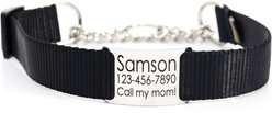 Mimi Green Personalized Chain Martingale Dog Collar, Black, Large
