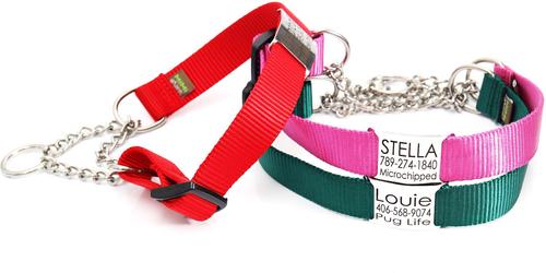 Show full view: Mimi Green Personalized Chain Martingale Dog Collar, Black, Large slide 2 of 8
