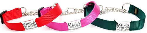 Show full view: Mimi Green Personalized Chain Martingale Dog Collar, Black, Large slide 3 of 8