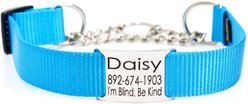Mimi Green Personalized Chain Martingale Dog Collar, Peacock, Large slide 1 of 7