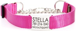 Mimi Green Personalized Chain Martingale Dog Collar, Raspberry, Small
