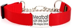Mimi Green Personalized Chain Martingale Dog Collar, Red, Large