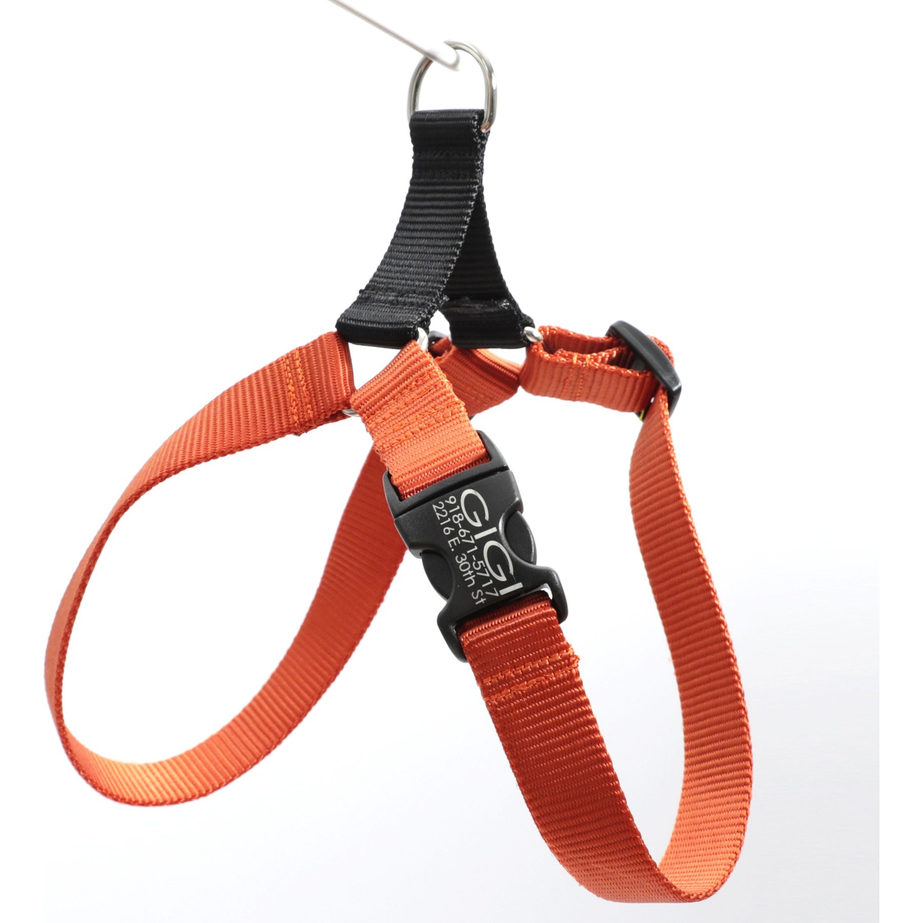 Mimi Green Personalized Nylon Harness with Black Plastic Buckle Dog Harness, Pumpkin, XX-Large