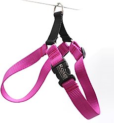 Mimi Green Personalized Nylon Harness with Black Plastic Buckle Dog Harness, Raspberry, Small